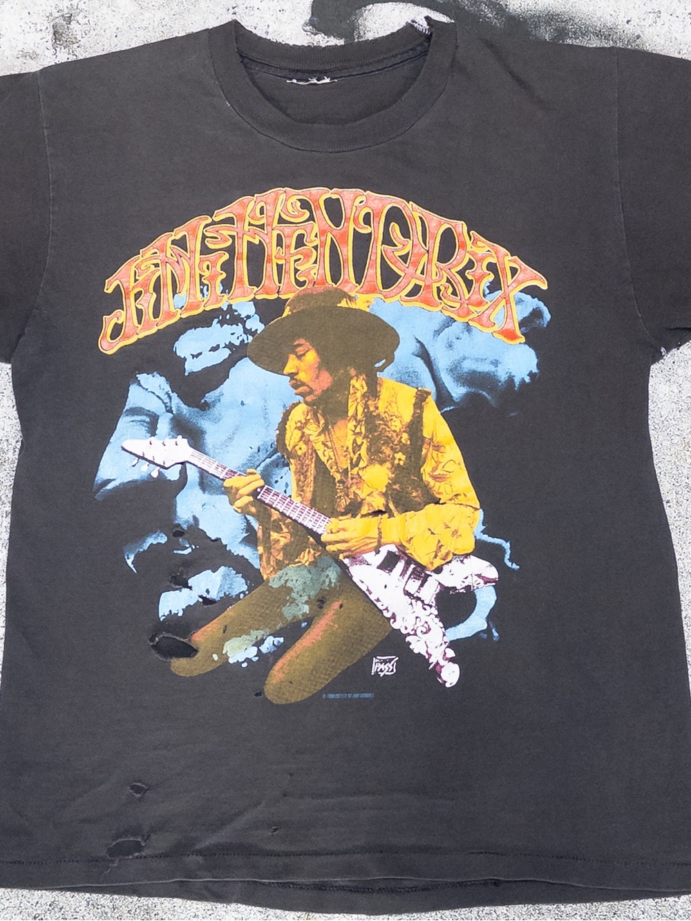 Vtg 80s Jimi Hendrix Backstage Pass T-Shirt, Single Stitch, Sz S,‎ Thrashed